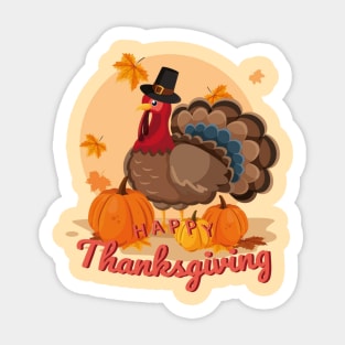 happy thanksgiving pilgrim turkey Sticker